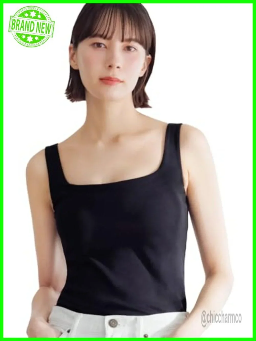 Padded Square Neck Tank Top Bra Anti-Sagging Push Up Fit Sleep Japan Tech